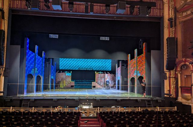 Full-stage projection test from the auditorium