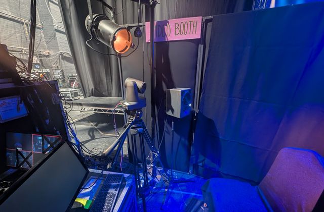 Offstage video booth and camera